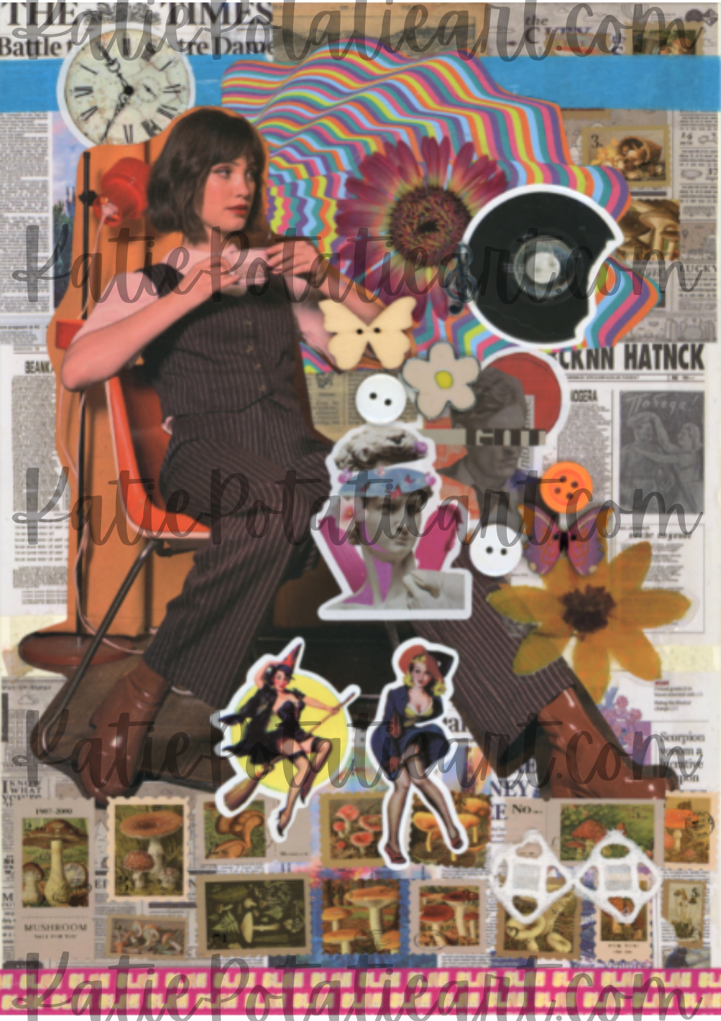"Retro Vibes" A4 Collaged Art Print – 70s-Inspired, Vintage Aesthetic