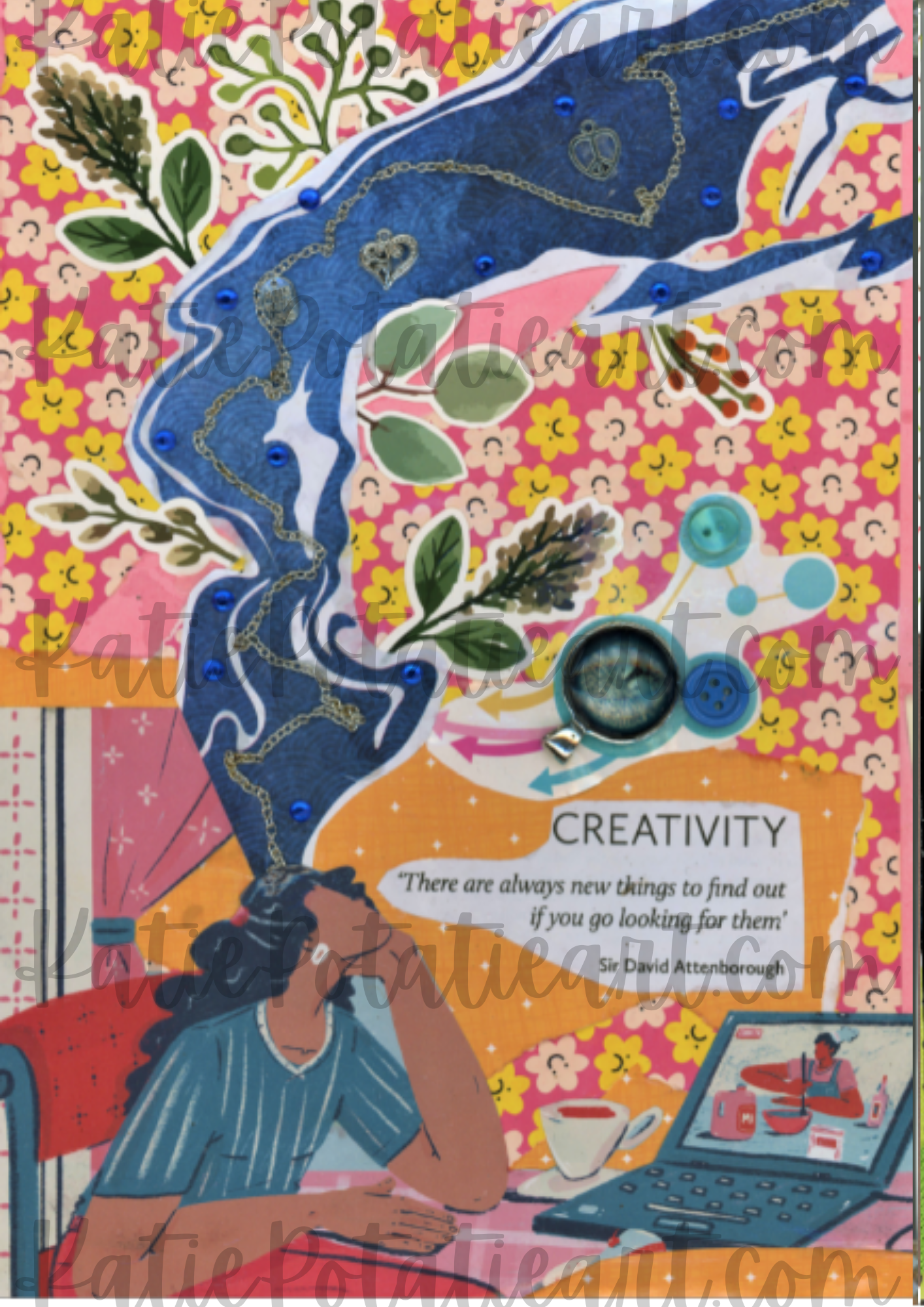 "Creativity Flow" A4 Collaged Art Print – Inspiring, Colourful Mixed Media