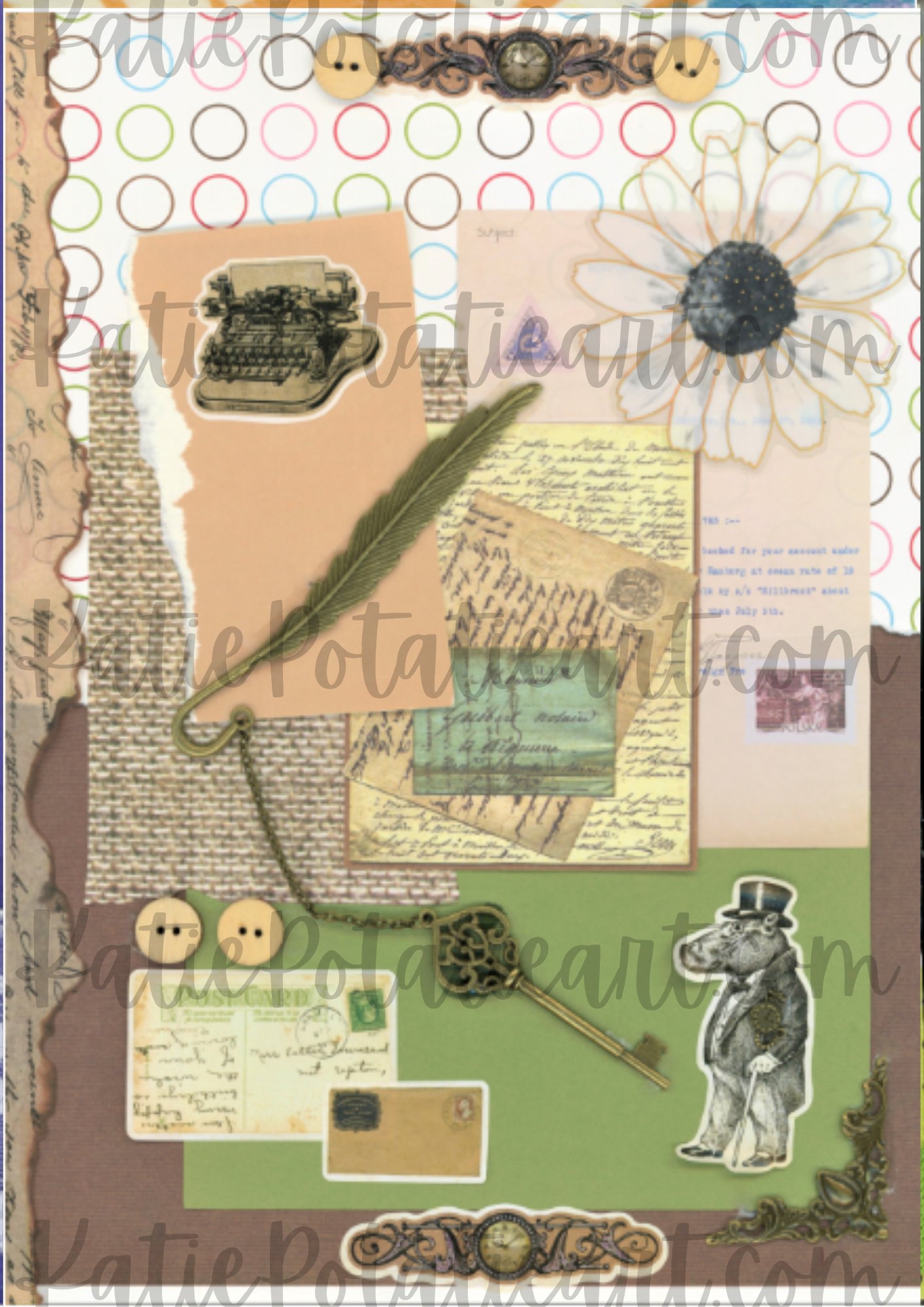 "The Distinguished Gentleman" A4 Collaged Art Print – Vintage, Whimsical Mixed Media Design