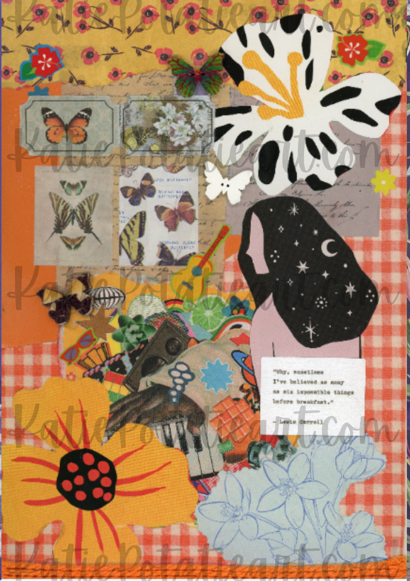 "Impossible Things" A4 Collaged Art Print – Whimsical, Colourful Mixed Media Design