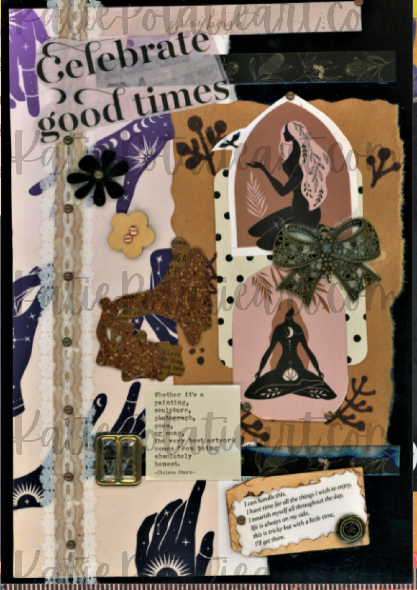 "Celebrate Good Times" A4 Collaged Art Print – Inspirational, Handcrafted Mixed Media