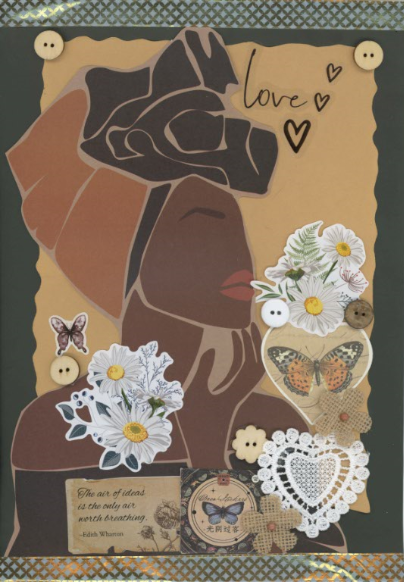 Love & Daisies A4 Collaged Art Print – Warm, Retro Feminine Design